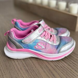 Skechers Girls Aloha Dream Sneaker Pink Silver Shoes Rainbow Glitter size 1